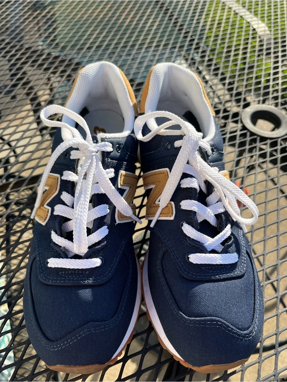 New Balance Navy and Tan Sneakers
